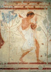 Musician Playing the Zither or the Lyre, from the Tomb of the Triclinium, c.470 BC